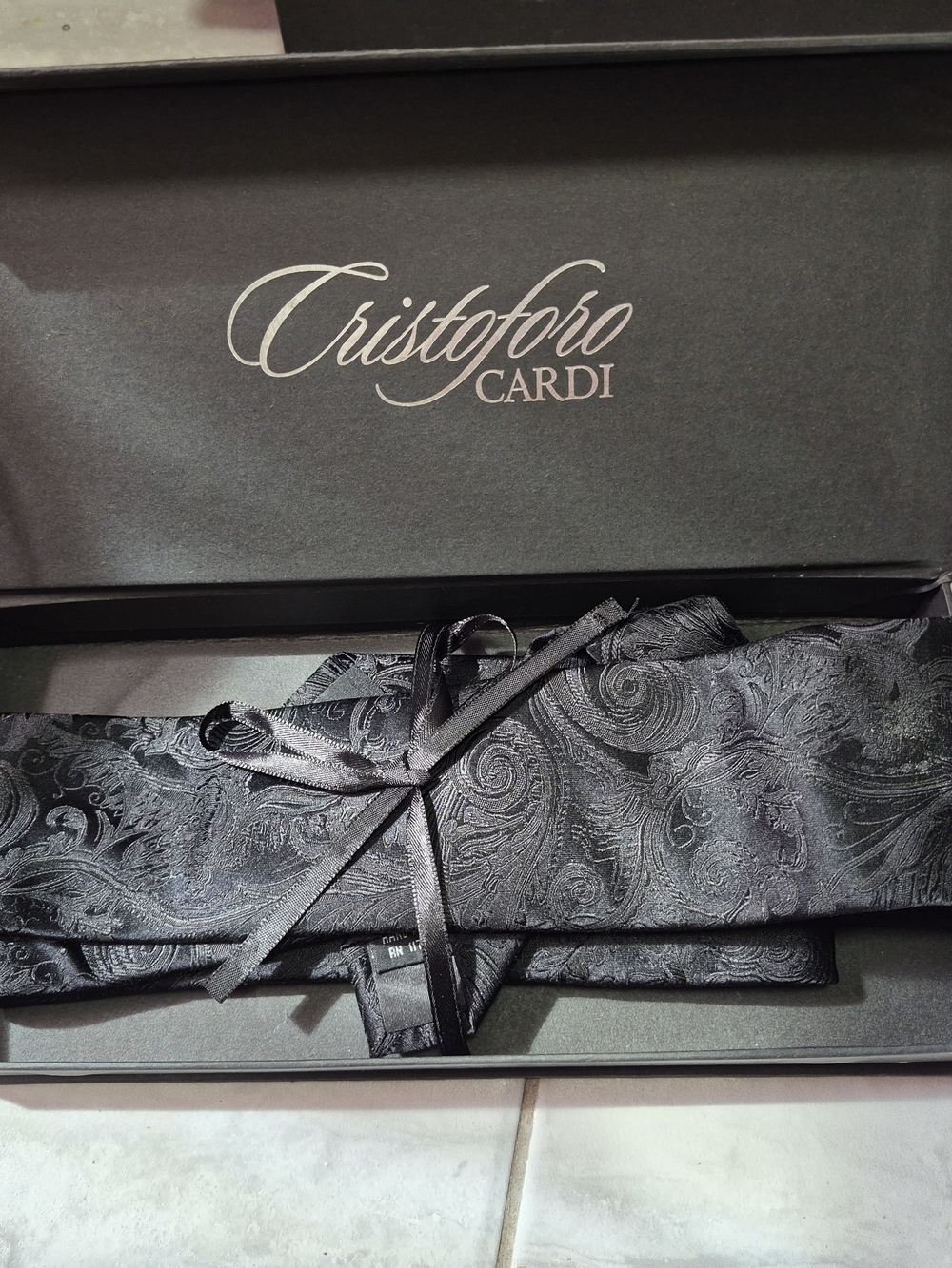 Cristoforo  Cardi Black Paisley Men's Handmade Silk Tie